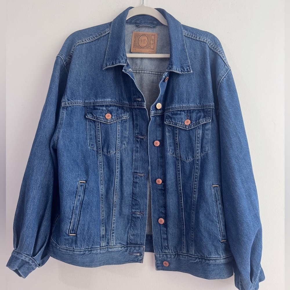 GAP Oversized Balloon Sleeve Blue Jean Jacket